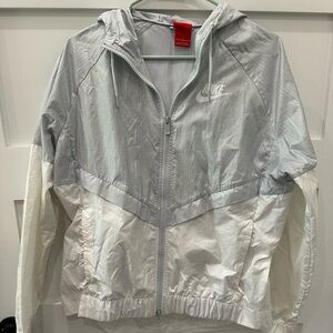 Nike Women's Gray and White Bomber Jacket